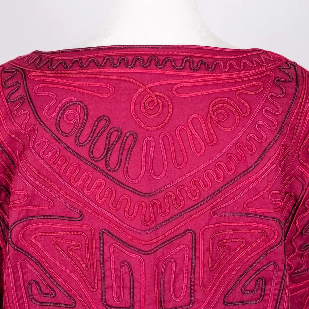 Embroidered Wearable Art Jacket Berry MEDIUM Abstract Bohemian Boho Southwestern